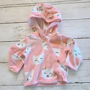 Carter's Girl's Pink Smiley Cats Long Sleeve Sweater Newborn